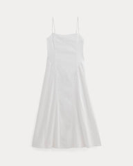 The Seamed Dress in Stretch Linen | White